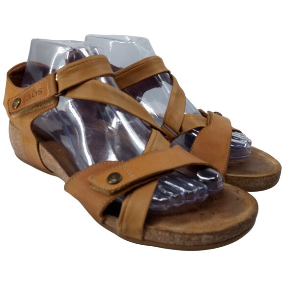 Taos Universal Beige Leather Comfort Wedge Sandals Size 40 US 9-9.5 Adjustable - Picture 1 of 15